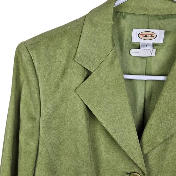 Talbots Lime Green 3 Button Blazer Jacket Polyester‎ Microfiber Lined Size 8 - Picture 3 of 11